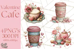 Cozy Valentine Café PNG Coffee and Cocoa Clipart Product Image 1