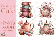 Cozy Valentine Café PNG Coffee and Cocoa Clipart Product Image 1
