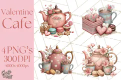 Cozy Valentine Café PNG Coffee and Cocoa Clipart Product Image 1