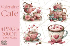 Cozy Valentine Café PNG Coffee and Cocoa Clipart Product Image 1