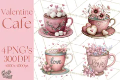 Cozy Valentine Café PNG Coffee and Cocoa Clipart Product Image 1