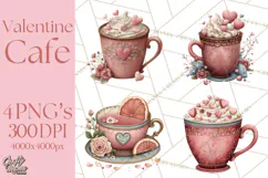 Cozy Valentine Café PNG Coffee and Cocoa Clipart Product Image 1