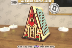 Valentine&#039;s Day Candle House Laser Cut|Tea Candle Holder SVG Product Image 1