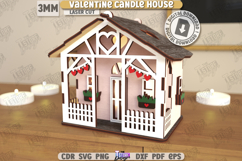 Valentine&#039;s Day Candle House Laser Cut|Tea Candle Holder SVG Product Image 1