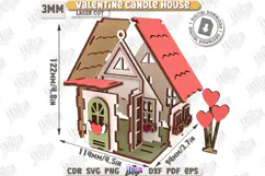 Valentine's Day Candle House Laser Cut|Tea Candle Holder SVG Product Image 2