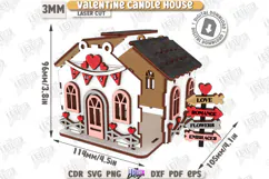 Valentine's Day Candle House Laser Cut|Tea Candle Holder SVG Product Image 2
