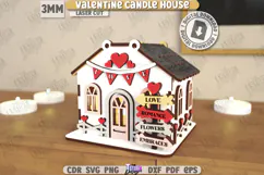 Valentine's Day Candle House Laser Cut|Tea Candle Holder SVG Product Image 1