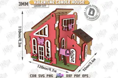 Valentine's Day Candle House Laser Cut|Tea Candle Holder SVG Product Image 2