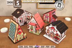 Valentine Candle Houses Laser Cut Bundle|Tea Candle Holders Product Image 1