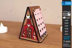 Valentine Candle House Laser Cut | Decorative Mini House SVG Product Image 1