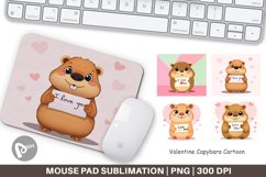 Mouse Pad Valentine Capybara Cartoon Product Image 1