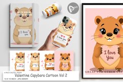Digital Paper Valentine Capybara Cartoon Product Image 1