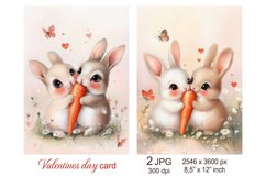 Cute Bunny Valentines day card, Love Rabbit Animal Valentine Product Image 1