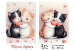 Cute cat Valentines day card, Love kitten scrapbook papers Product Image 1
