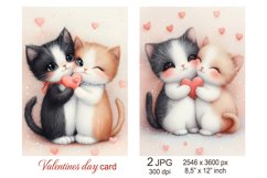 Cute cat Valentines day card, Kitten Love Animals Valentine Product Image 1