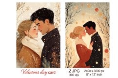 Cute Valentine day card, Love couple sublimation scrapbook Product Image 1