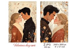 Cute Valentine day card, Love couple sublimation scrapbook Product Image 1
