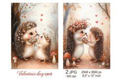 Cute hedgehog Love Valentines day card, Love scrapbook paper Product Image 1