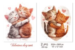 Cute cat Valentines day card, Love kitten sublimation design Product Image 1
