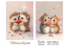 Cute Valentines day card, Love Animals hedgehog mouse heart Product Image 1