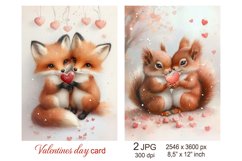 Cute Valentines day card Love Animals Fox Squirrel Valentine Product Image 1
