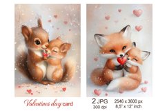 Cute Valentines day card Love Animals Fox Squirrel Valentine Product Image 1