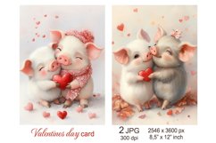 Cute Pig Valentines day card, Love Animals Valentine card Product Image 1