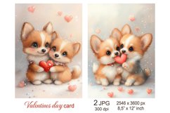 Cute Corgi dog Valentines day card, Love Animals Nursery art Product Image 1