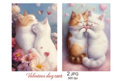 Cute cat Valentines day card, Love kitten scrapbook papers Product Image 1