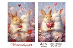 Cute Bunny Valentines day card, Love Rabbit Animal Valentine Product Image 1