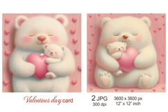 Cute white bear mom baby Valentines day card, Love scrapbook Product Image 1