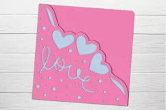 Valentine Card with Love and Hearts, Papercraft, Paper cut Product Image 3