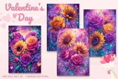 Valentine Day Card Flower Love Heart Greeting Printable Card Product Image 1