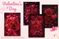 Valentine Day Card Flower Love Heart Greeting Printable Card Product Image 1