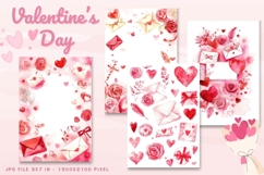 Valentine Day Card Flower Love Heart Greeting Printable Card Product Image 1
