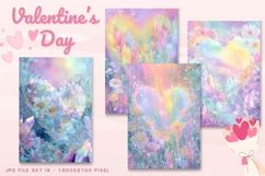 Valentine Day Card Flower Love Heart Greeting Printable Card Product Image 1