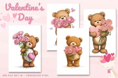 Valentine Day Card Flower Love Heart Greeting Printable Card Product Image 1