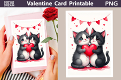 Couple Cats Heart Valentine Card | Happy Valentines Day Product Image 1