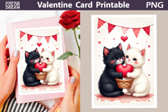 Couple Cats Heart Valentine Card | Happy Valentines Day Product Image 1