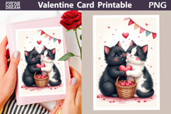 Couple Cats Heart Valentine Card | Happy Valentines Day Product Image 1