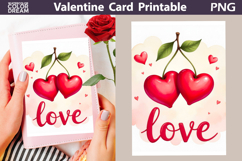 Cherry Heart Valentine Card | Happy Valentines Day Product Image 1