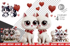 Valentine Cat Clipart Product Image 1