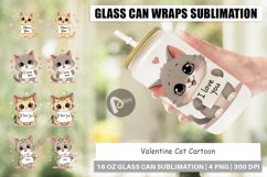 Glass Can Wraps Valentine Cat Cartoon Product Image 1