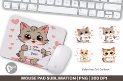 Mouse Pad Valentine Cat Cartoon Product Image 1