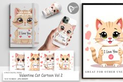 Digital Paper Valentine Cat Cartoon Product Image 1