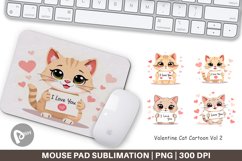 Mouse Pad Valentine Cat Cartoon Product Image 1