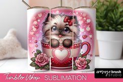 Valentine Cat Skinny Tumbler Wrap Sublimation Design