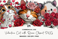 Valentine Cat with Roses Clipart PNG Product Image 1