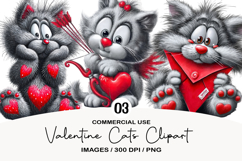 Valentine Cats Clipart PNG Product Image 1