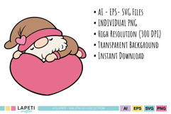 Valentine character collection featuring sweet gnome designs